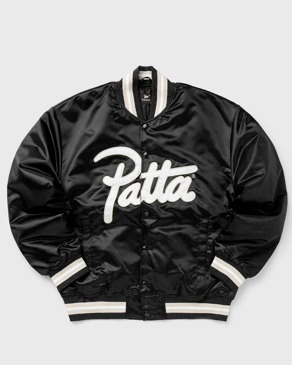 PATTA Script Logo Satin Varsity Jacket black