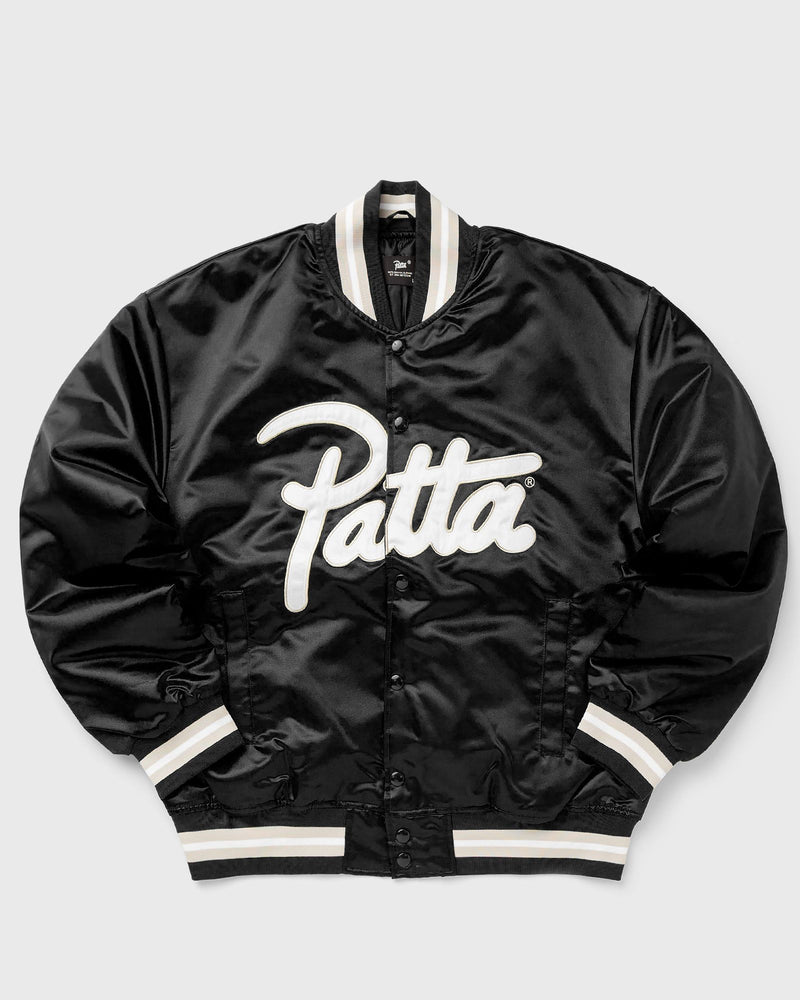 PATTA Script Logo Satin Varsity Jacket black