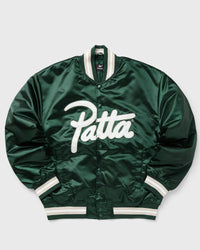 Patta Script Logo Satin Varsity Jacket green