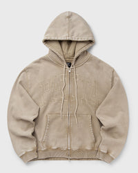 Patta Loopback Logo Zip Hooded Sweater Beige