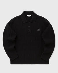 Maison Kitsune FOX HEAD WOOL Ribbed POLO Jumper black