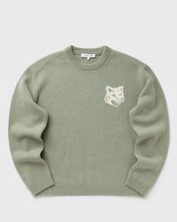 Maison Kitsune FOX HEAD Intarsia Merino Jumper green