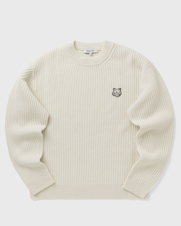 Maison Kitsune FOX HEAD WOOL RIBBED JUMPER beige