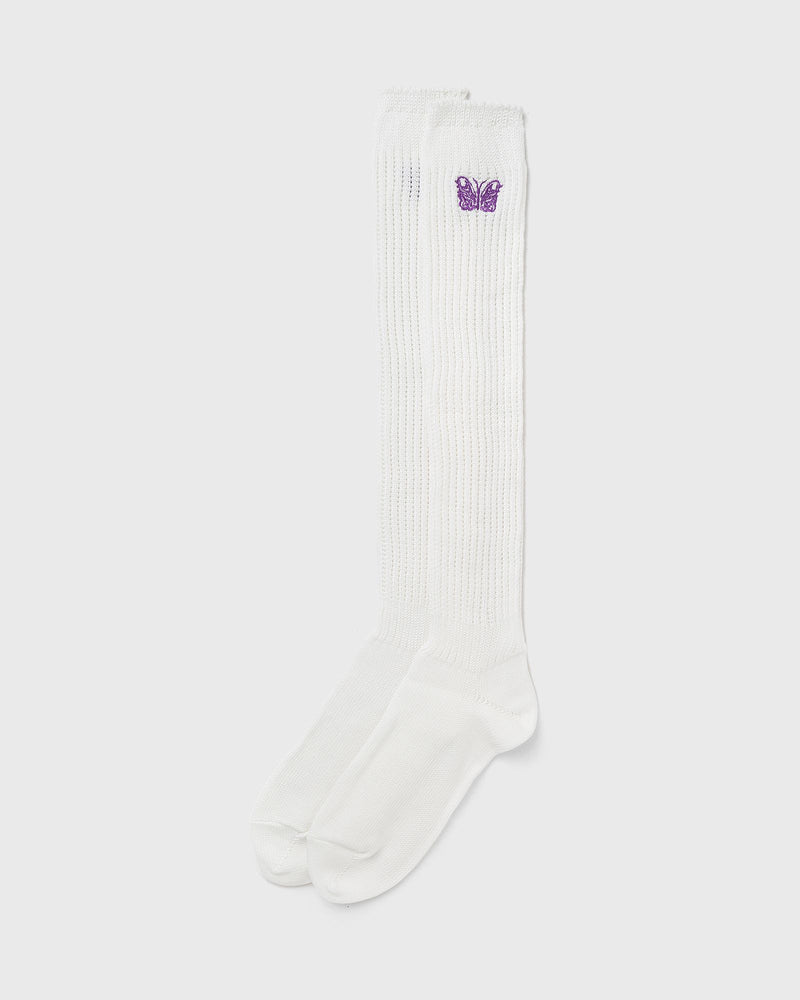 Needles X Kae Tanaka Loose Socks - KT Papillon Emb. white