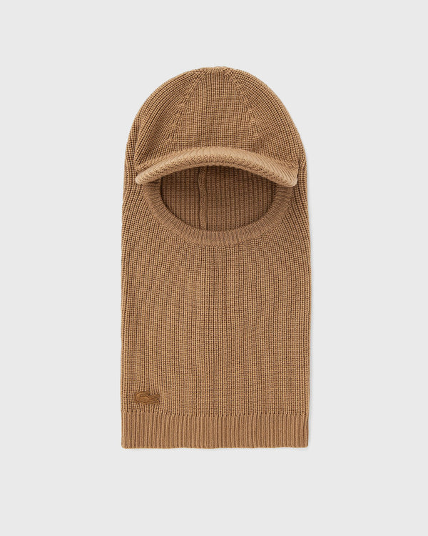 Lacoste RIBBED WOOL BALACLAVA WITH VISOR brown