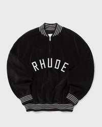 Rhude Velour Track Quarter Zip-Up Black