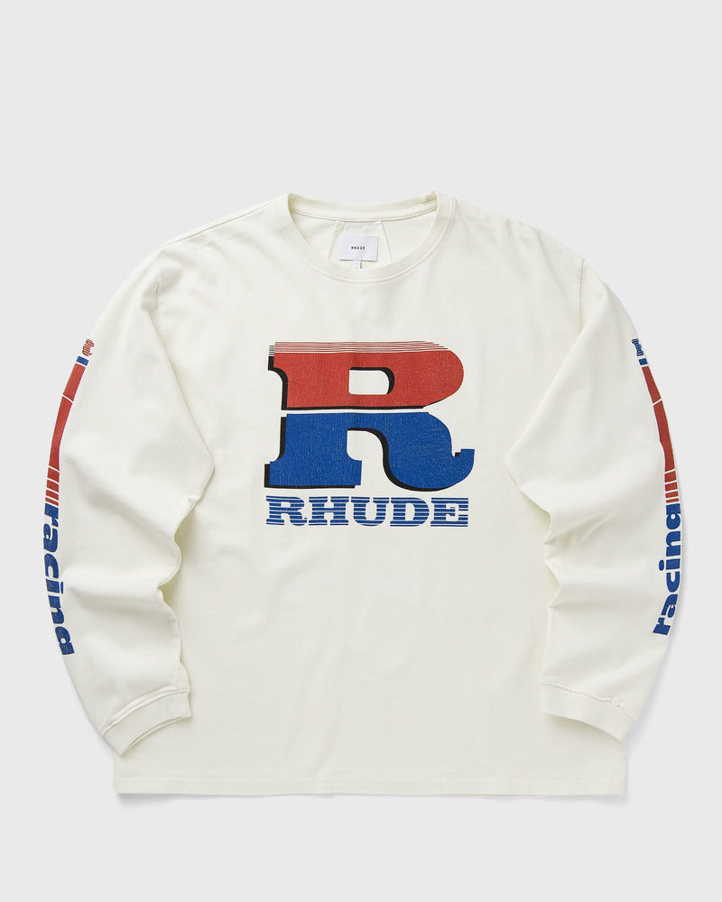 Rhude Split Petrol Logo Ls Tee White