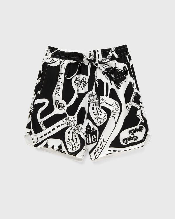 Rhude STRADA SILK SHORT black|white