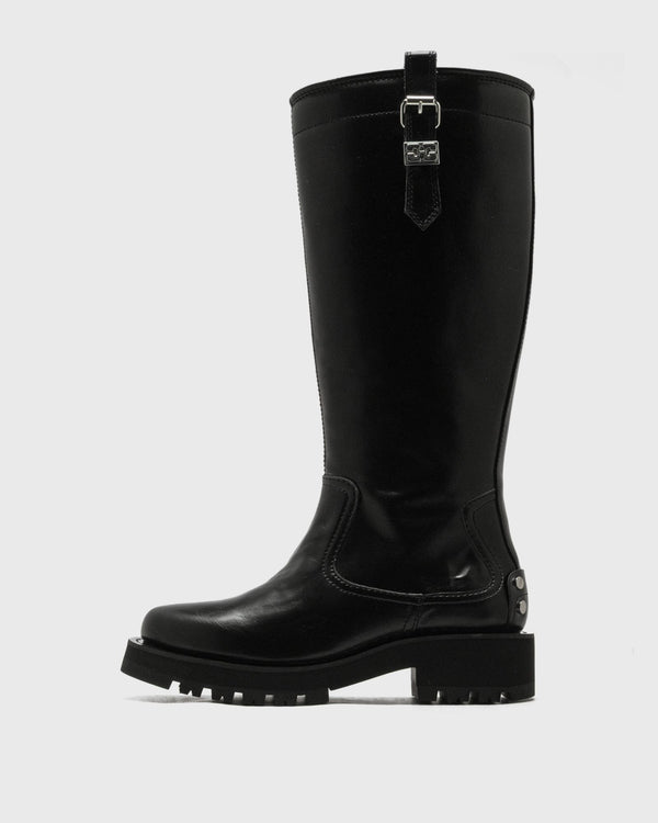 Ganni Studs High Boot Crinkle Oleatex black