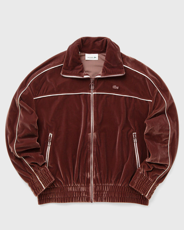 Lacoste OVERSIZED ZIP-UP VELOUR SWEATSHIRT brown