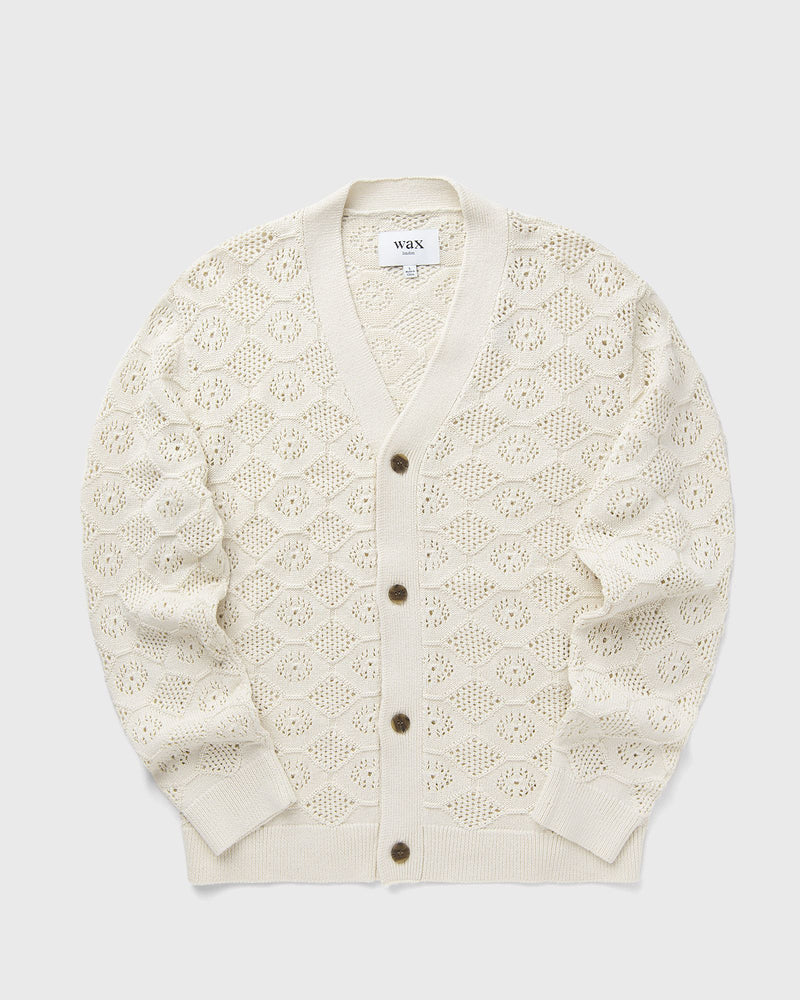 Wax London CROSBY CARDIGAN TAPE YARN POINTELLE white