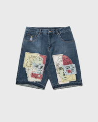 Kidsuper Studios BOY & GIRL Doodles Patchwork Baggy Shorts blue