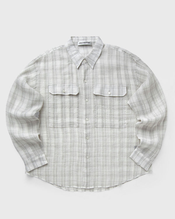 Cole Buxton CHECKED SLUBBY SHIRT white