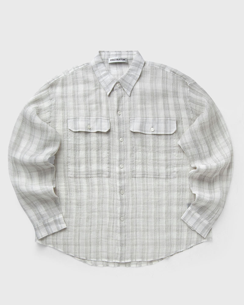 Cole Buxton CHECKED SLUBBY SHIRT white