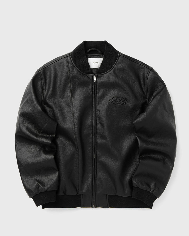 Arte Antwerp Leather Varsity Jacket Black