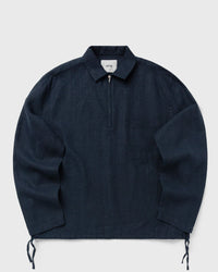 Arte Antwerp Linen Quarter Zip Pullover Blue