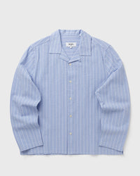 Wax London Corey Ls Shirt Seersucker Stripe Blue