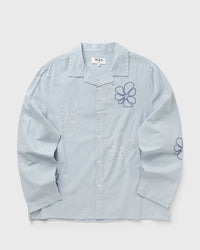 Wax London Corey Ls Shirt Cross Stitch Doodle Blue