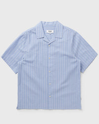 Wax London Didcot Ss Shirt Seersucker Stripe Blue