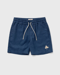 Portuguese Flannel Embroidery Nature Ramie Shorts Blue