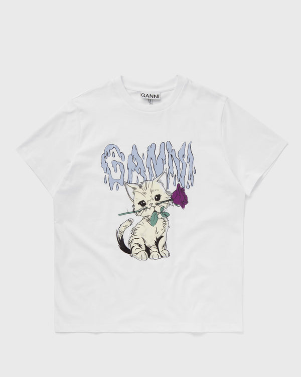 Ganni Basic Jersey Rose Cat Relaxed T-shirt white