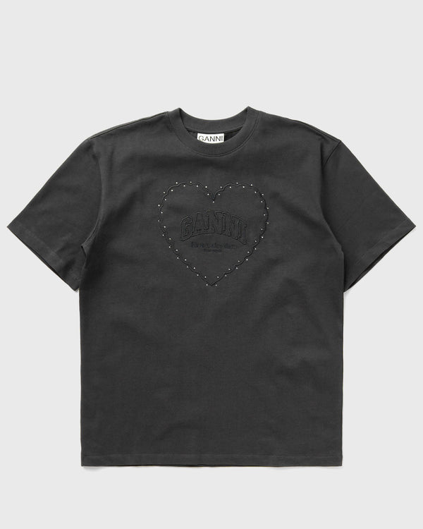 Ganni Heavy Cotton Drop Shoulder Heart Tee grey