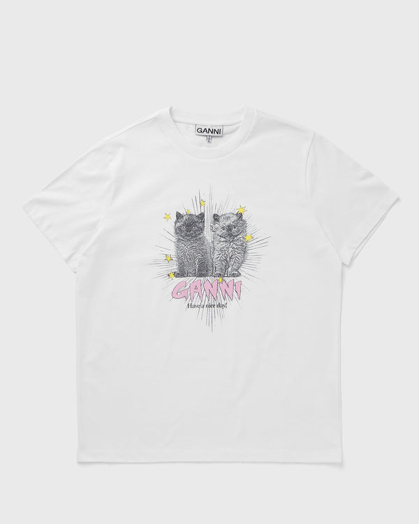 Ganni Basic Jersey Kittens Relaxed T-shirt white