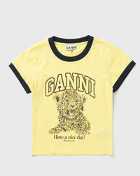 Ganni Basic Jersey Leopard Small T-shirt yellow