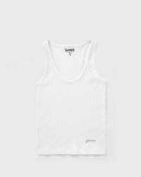Ganni Heavy Rib Jersey Tank Top beige