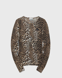 Ganni Soft Cotton Rib Leo Long Sleeve brown