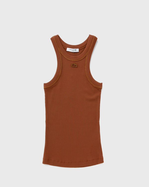 Lacoste SLIM FIT RIBBED MODAL TANK TOP brown