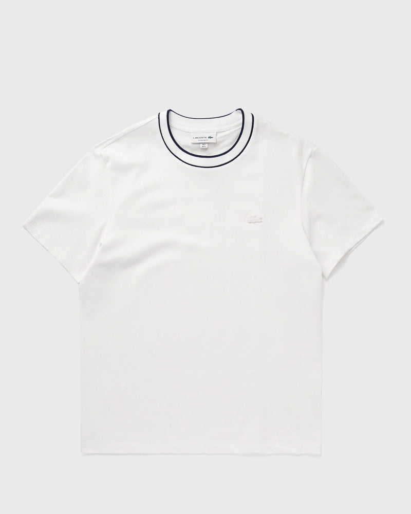 Lacoste STRETCH PIQU STRIPE COLLAR T-SHIRT white