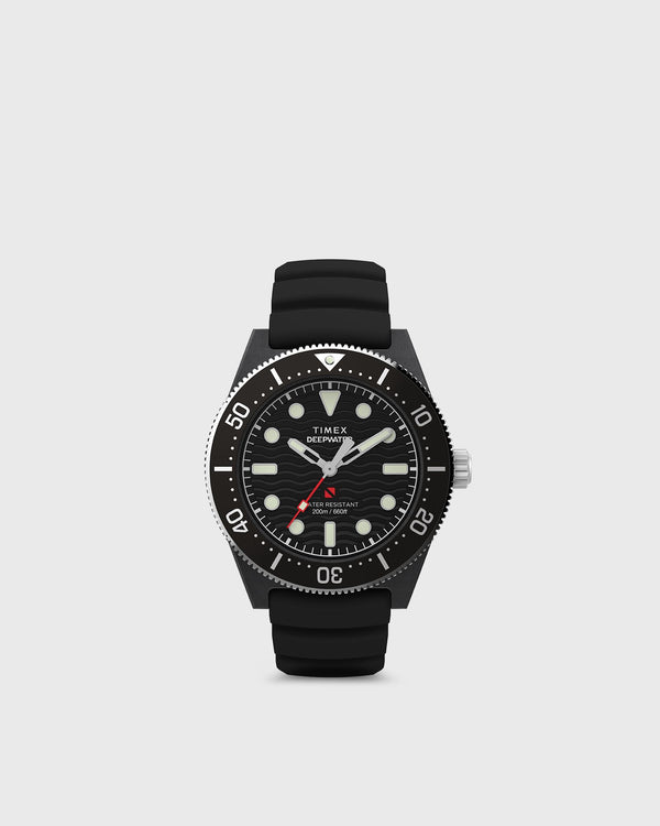 Timex Deep Water Reef 200 Composite Black Dial Black Rubber Strap 43Mm Case