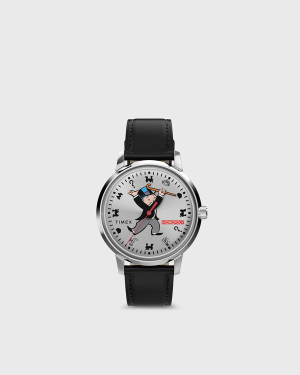 Timex X Monopoly Marlin 38Mm Sst Case Silver Dial Black Strap silver