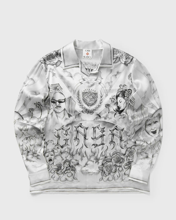 Casablanca LONG SLEEVE CUBAN COLLAR SHIRT white