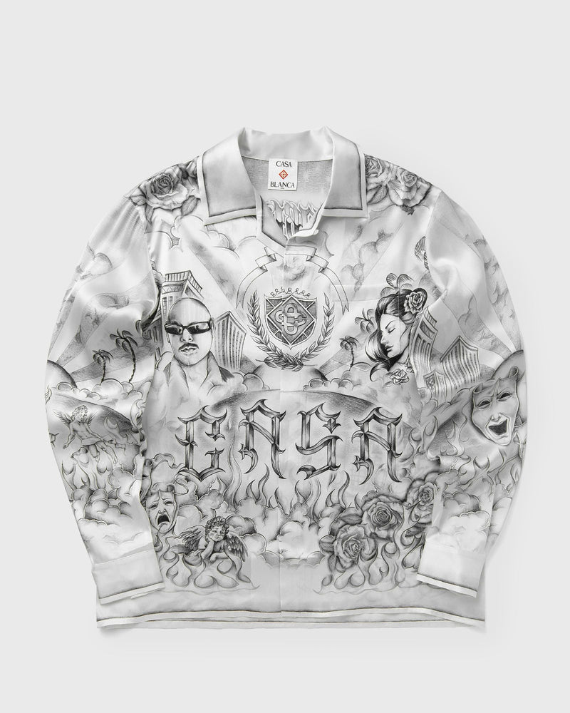 Casablanca LONG SLEEVE CUBAN COLLAR SHIRT white