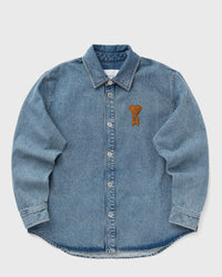 AMI Paris Overshirt with Knitted AMI de Coeur Blue