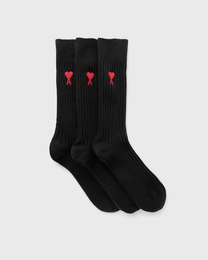 Ami Paris Three Pack Ami De Coeur Socks Black