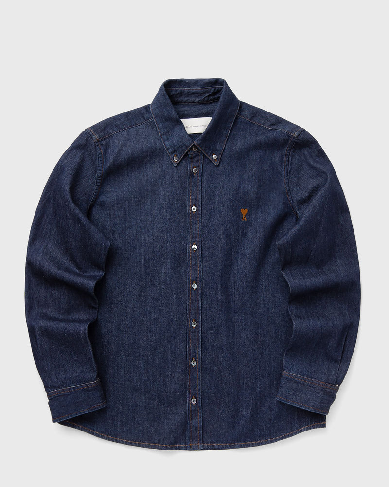 Ami Paris Contrasted Ami De Coeur Shirt Blue