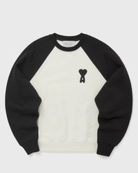 AMI Paris Boxy Fit Crewneck with AMI de Coeur Knitted Patch Black|white