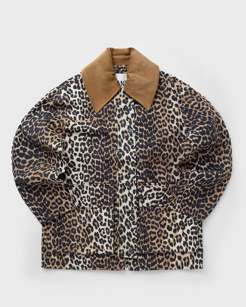 Ganni Printed Canvas Midi Jacket beige