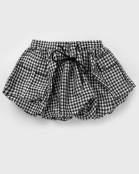 Ganni Crinkled Taffeta Check Mini Bubble Skirt Black