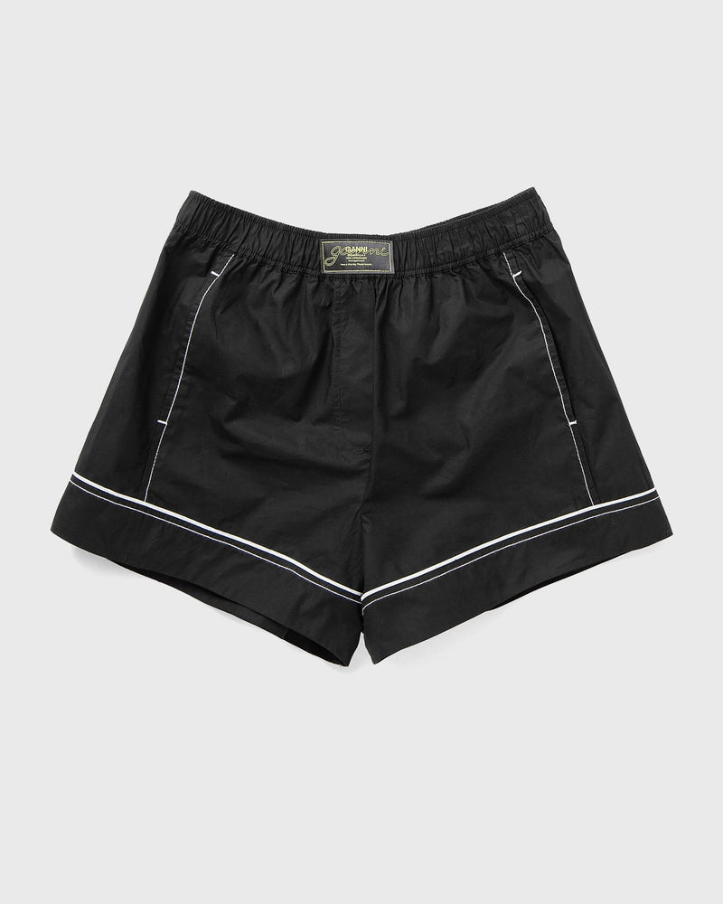 Ganni Cotton Poplin Elasticated Shorts black