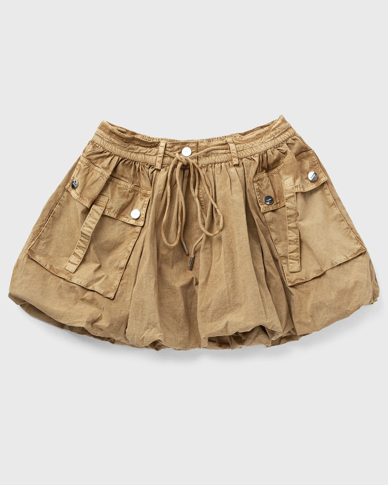 Ganni Washed Stretch Cotton Mini Bubble Skirt brown