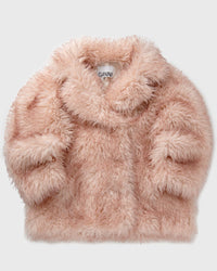 Ganni Long Pile Alternative Fur Midi Coat Pink