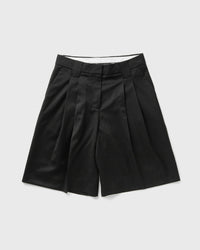Ganni Calendered Wool Tailoring Wide Shorts black
