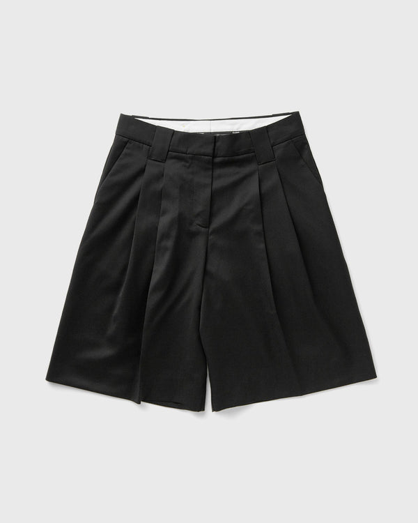 Ganni Calendered Wool Tailoring Wide Shorts black