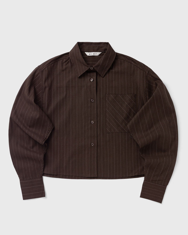 ØLÅF Pinstripe Cropped Shirt brown