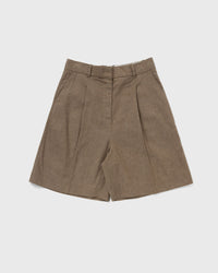 Olaf Linen Tailored Shorts Brown