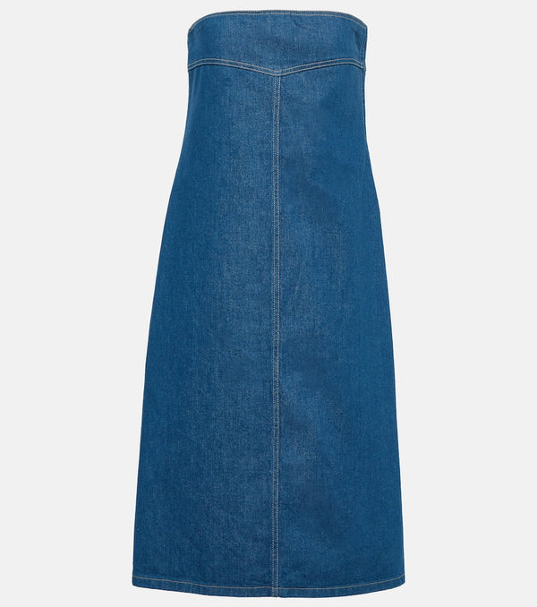 Ferragamo Strapless denim midi dress